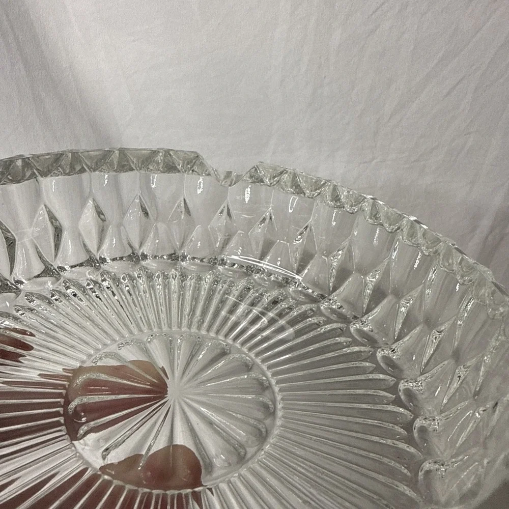 Vintage Heavy Crystal Clear Cut Glass Cigar Cigarette Ashtray Made in Italy